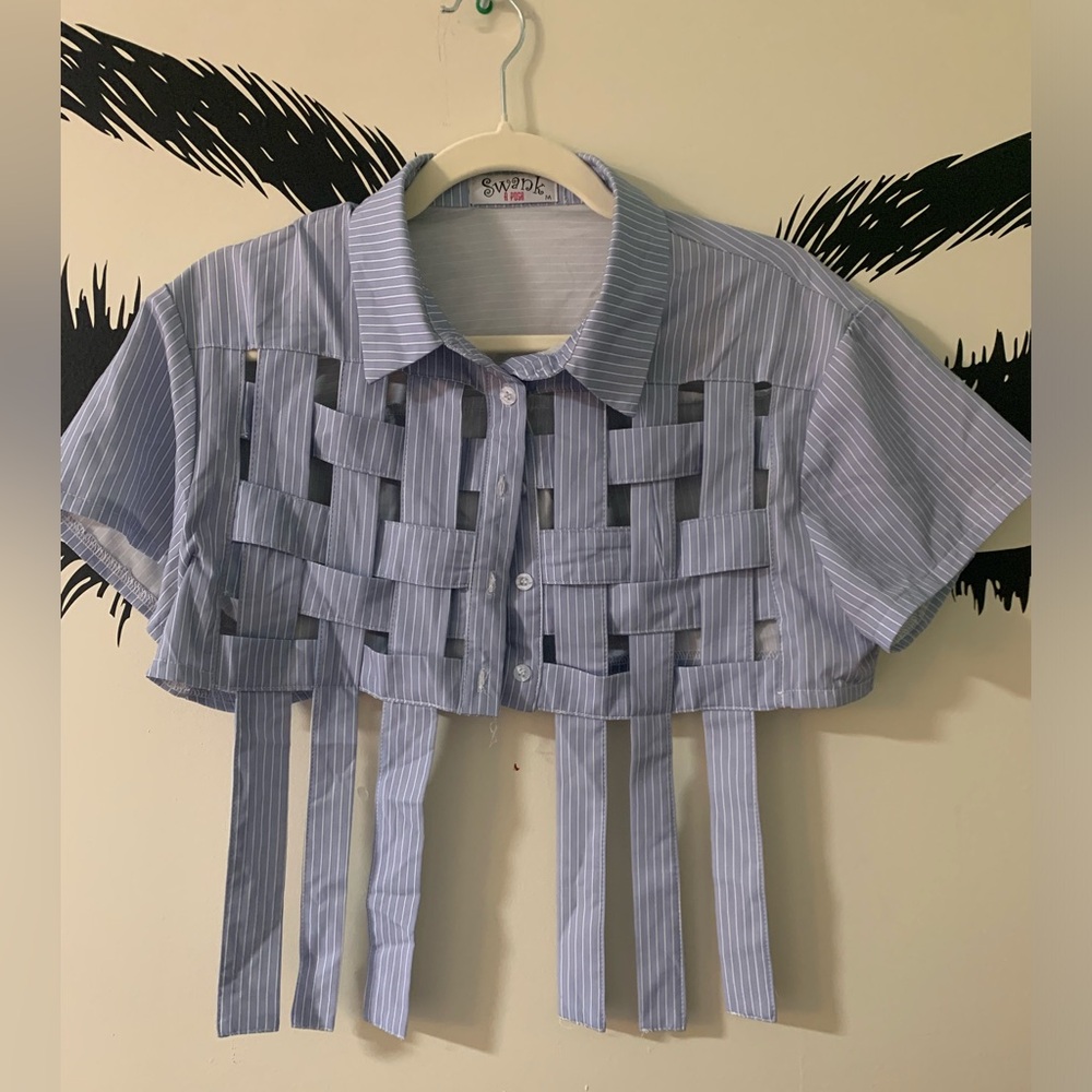 Striped Cropped Woven Shirt